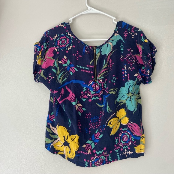 Tropical Floral Crop Top | Lightweight with Half Zipper in the Back - Picture 3 of 7